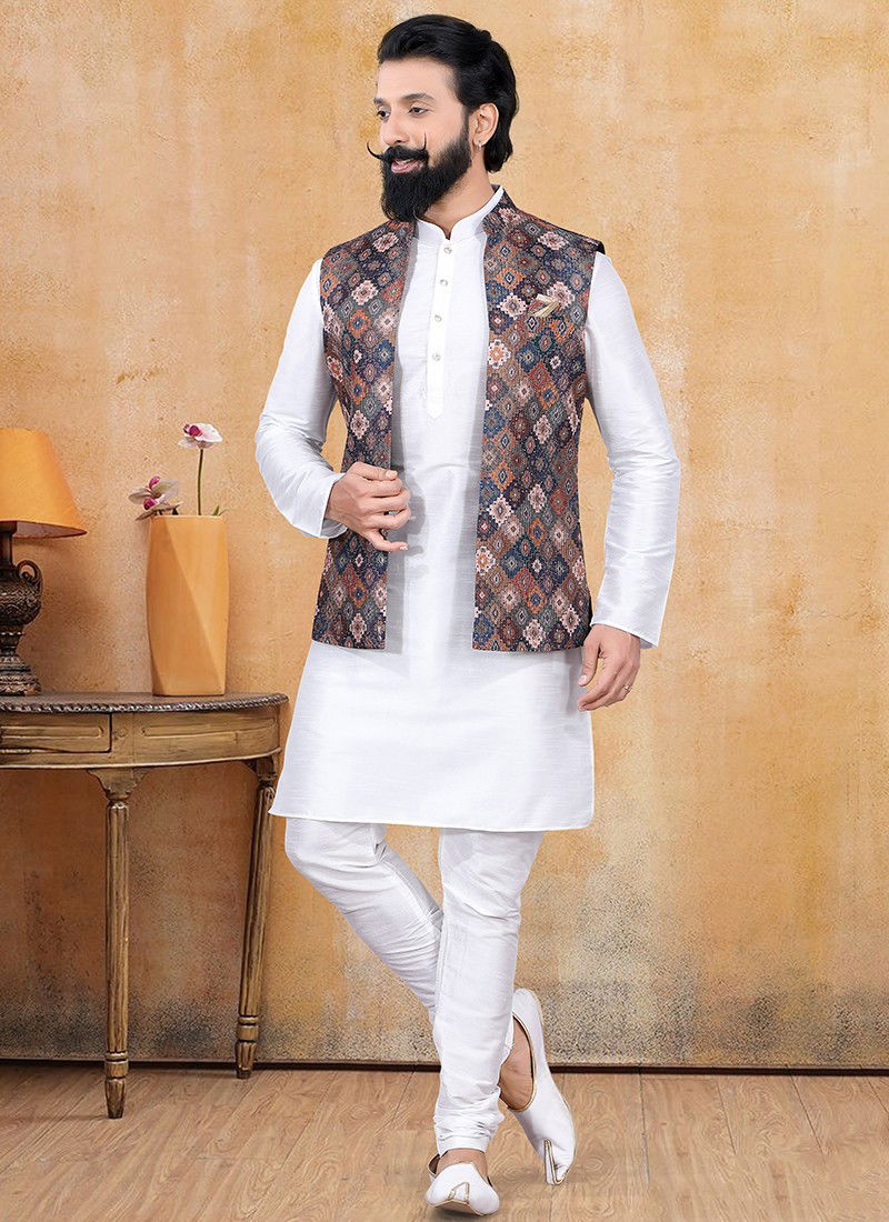 Multi Designer Party Wear Kurta Pajama With Jacket Collection 1264